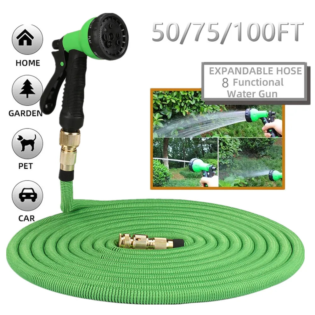 Expandable Garden Hose with Double Metal Connectors – High Pressure