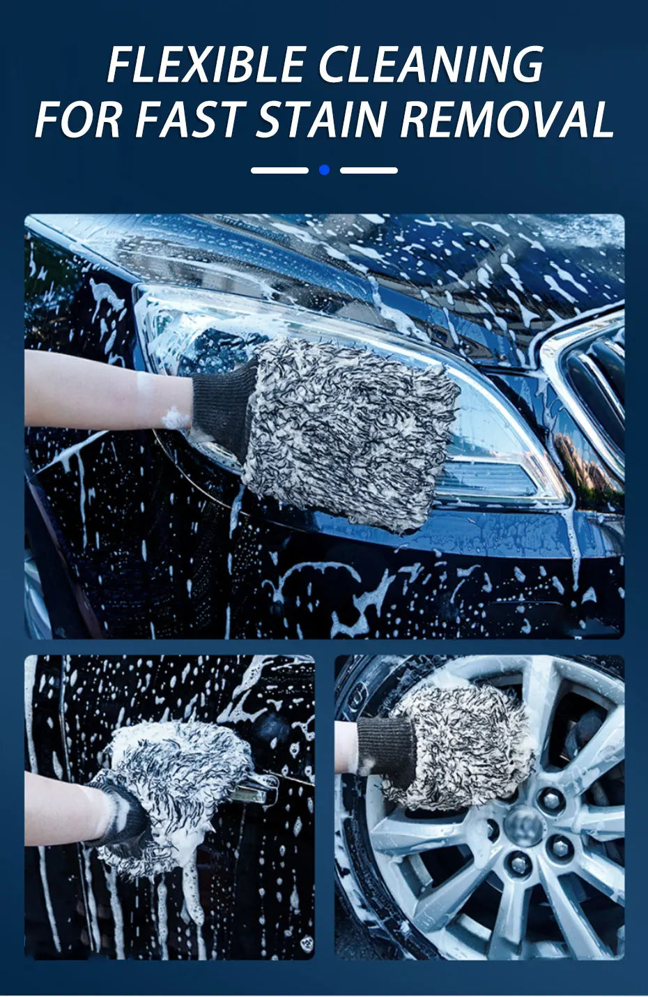 Microfiber Car Wash Mitt or Wheel Spoke Brush