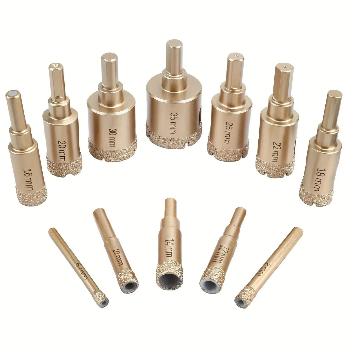 12pcs Diamond Drill Bit Set for Glass, Marble & Stone - 6-35mm Hole Saw Kit with Hand Tools, Granite, Tile, Ceramic