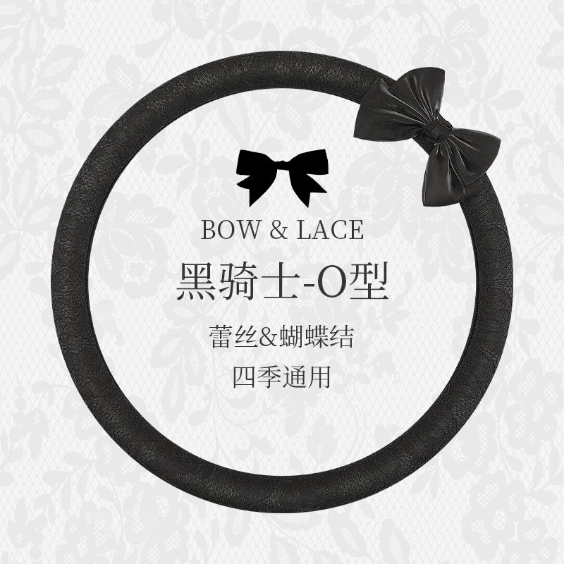 Bow and Lace Steering Wheel Cover, Round or D-Shape