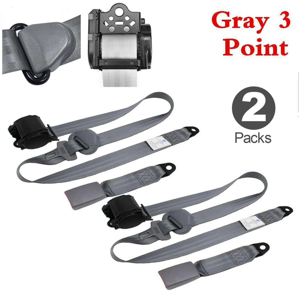 Retractable 3-Point Seat Belt Kit for Sedan, Truck & Van (Grey) - image 7