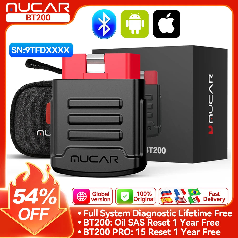 MUCAR BT200 Pro OBD2 Bluetooth Diagnostic Scanner for All Cars