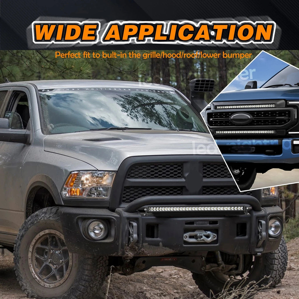 For Chevy Silverado 1500 Mesh Grille 30" Single Row LED Light Bar Combo Offroad Driving Lights Ultra Slim Thin LED Light Bar 4WD