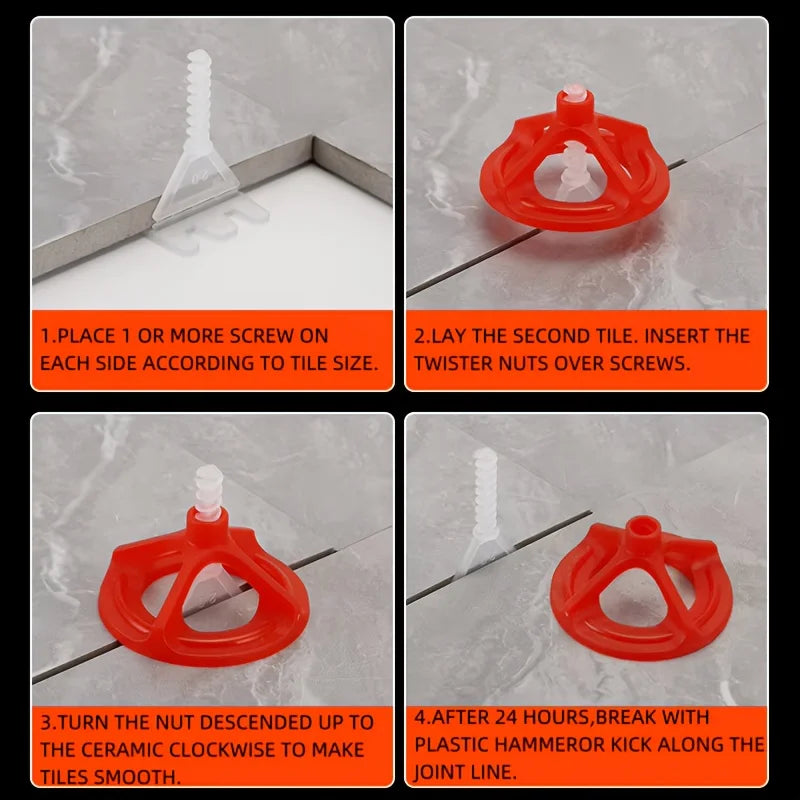 Tile Leveling System Base Plate & Reusable Cover Kit, 1–3mm