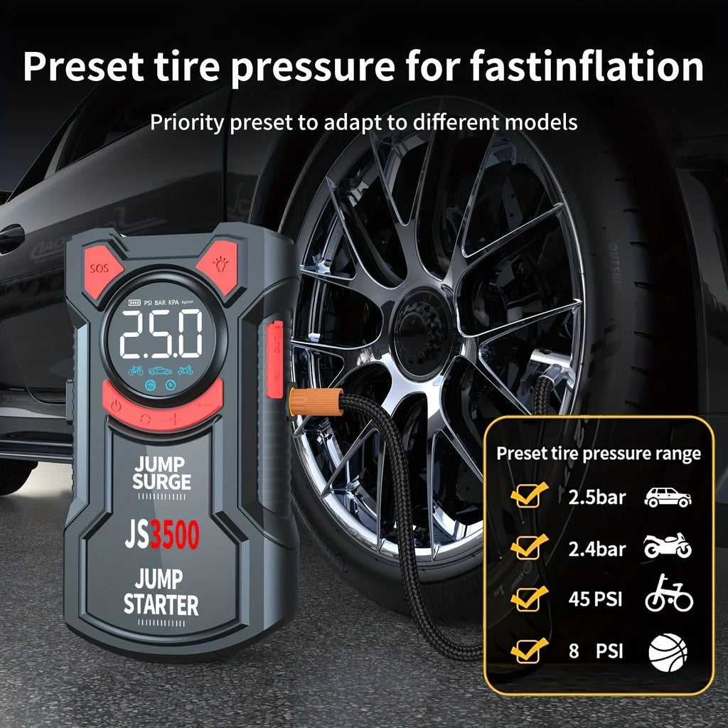 5-in-1 Jump Starter with Air Pump and Tire Inflator