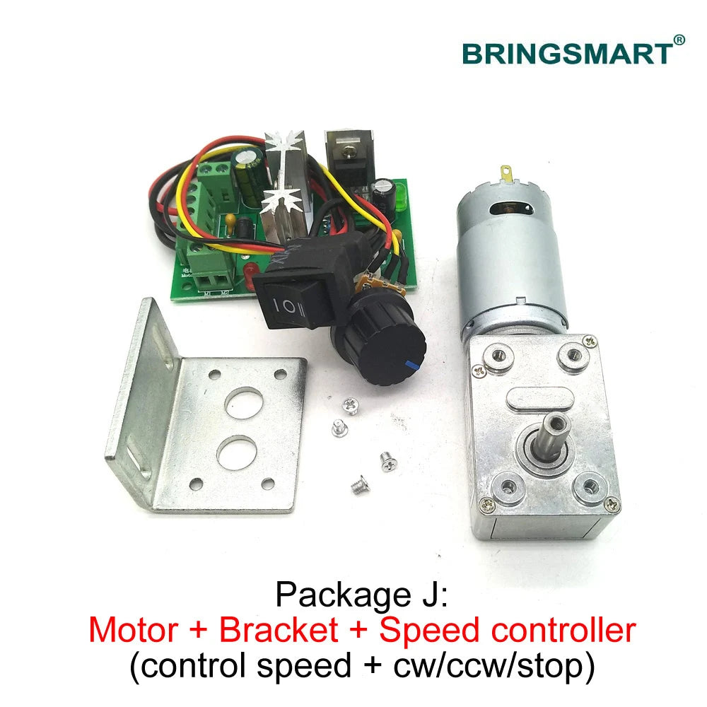 12V/24V DC Worm Gear Motor, Low Speed 2.5-210RPM
