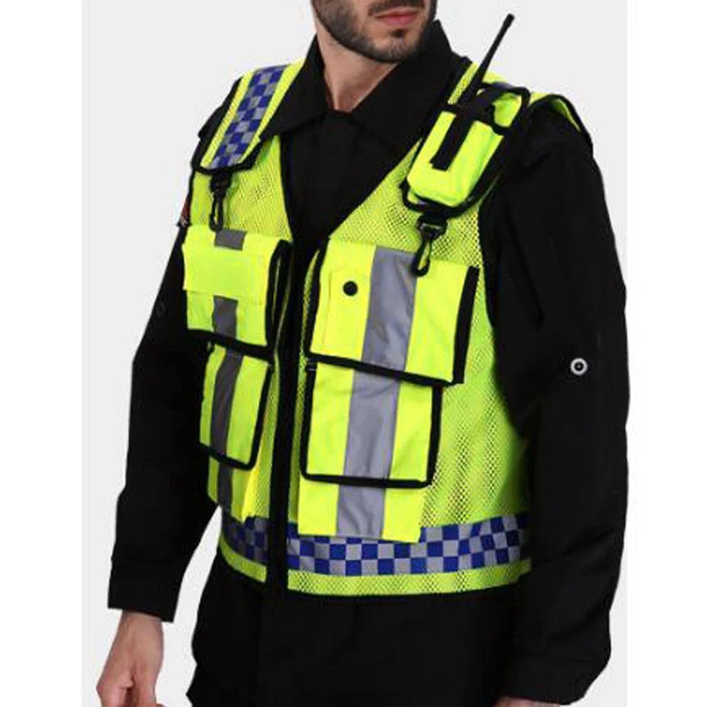 Breathable Safety Vest Mesh Hi Vis Vest Bonded Multiple Pockets Vest Mens Adjustable Safety Workwear Customized Logo ﻿