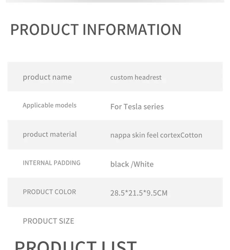 Car Headrest Neck Pillow for Model 3 and Model Y