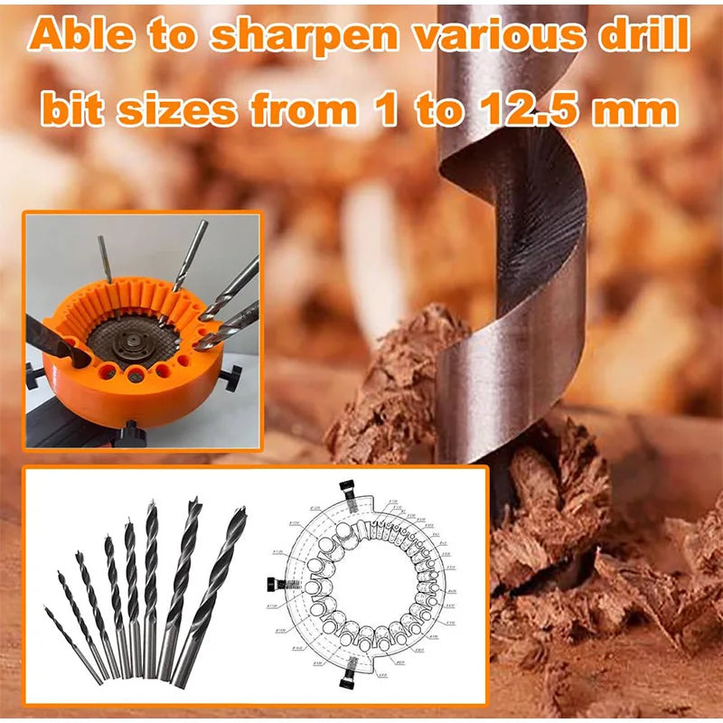 Anti-Stripping Angle Grinder Drill Bit Sharpener 2-13mm 20 Holes with Metal Thread Inserts Fit 115/125 Grinders Renew Old Bits