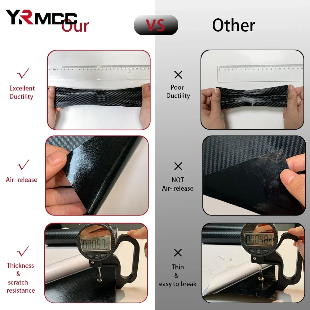 Carbon Fiber Car Body Vinyl Wrap, Matte and Glossy Black Film - view 3