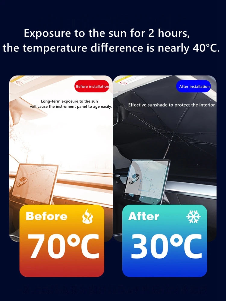 Retractable Umbrella Windshield Sun Shade