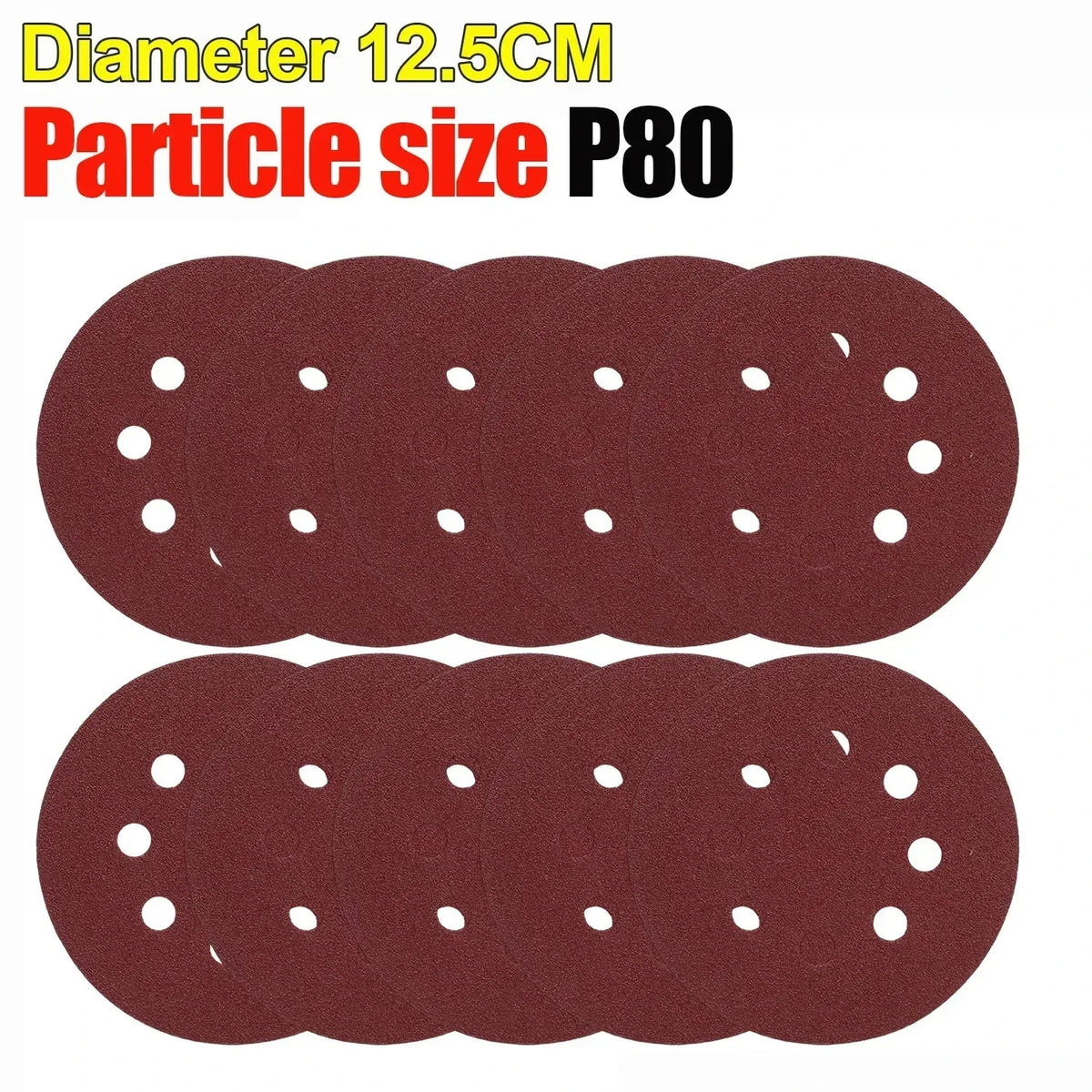 Universal 8-Hole 125mm Sanding Discs for Metal Wood and Glass 40-3000 Grit
