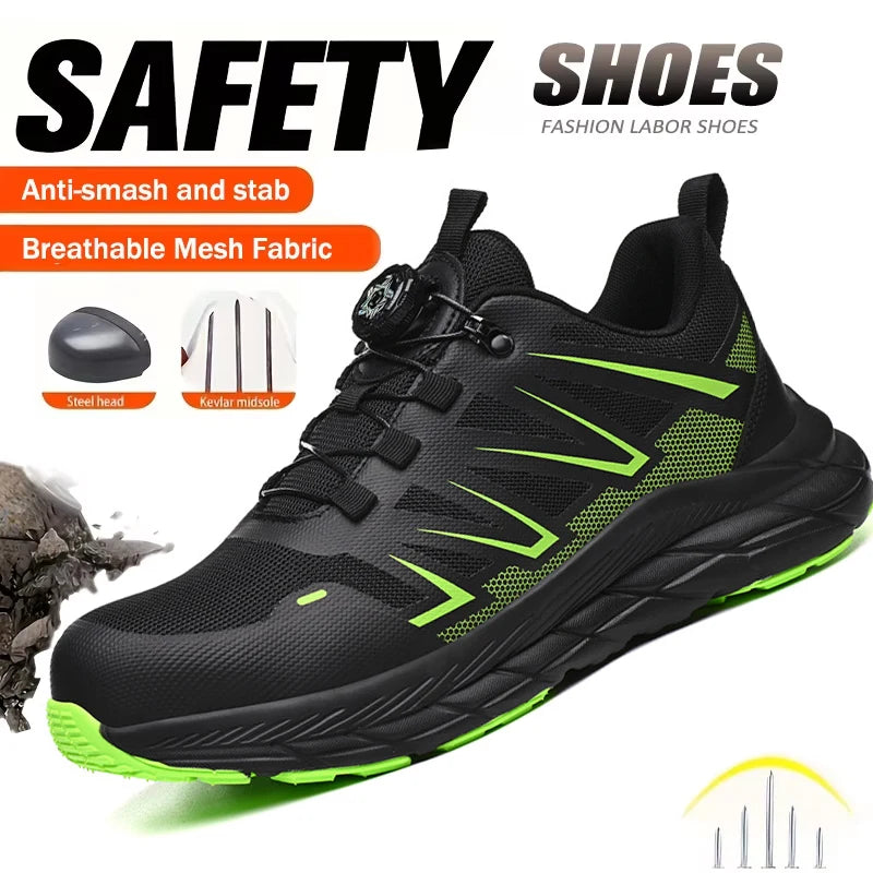 Men's Steel Toe Construction Work Boots, Anti-Smash