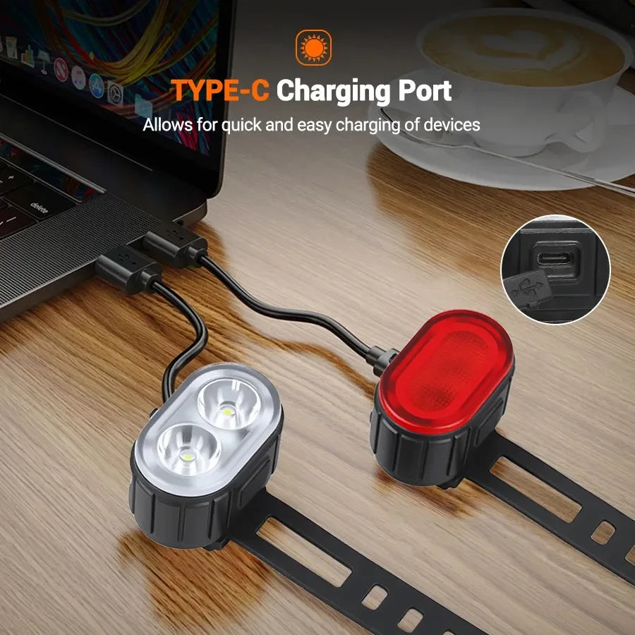 Rechargeable Bike Lighting Front/Rear Lights Bicycle Lamp Led Cycling Light Bike Flashlight for Bicycle Front Taillight Lantern