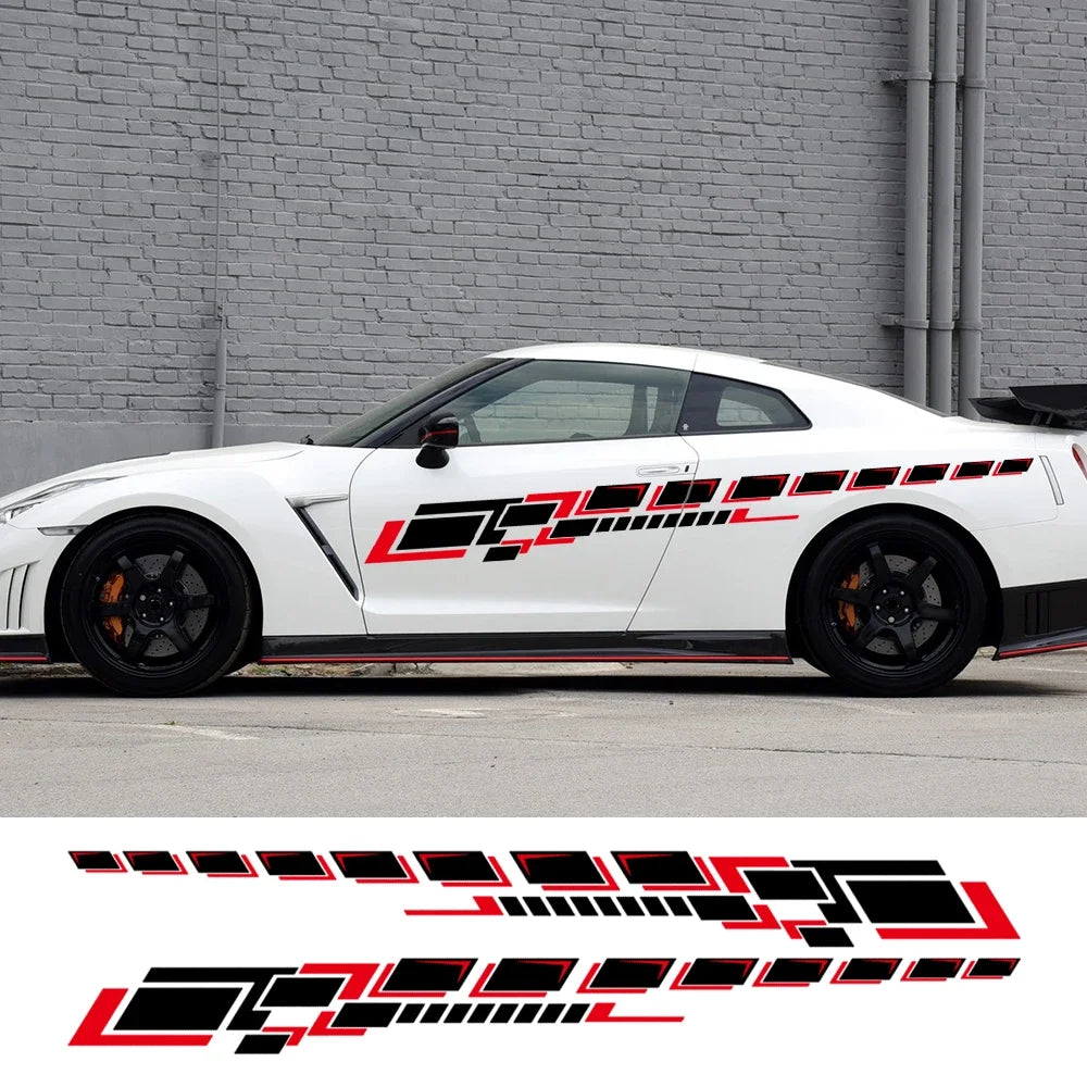 Car Body Side Strip Decal, Long Vinyl Stripe, 2pc