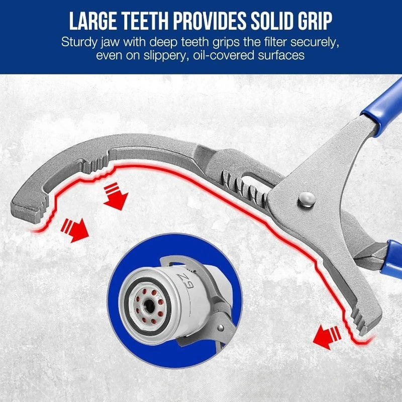 Oil Filter Wrench Set Professional 9" & 12" Adjustable Oil Filter Removal Pliers Tools Ideal for Engine Filters Cars and Trucks