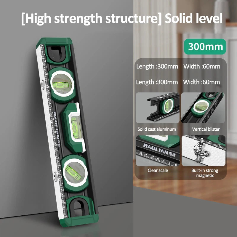 Aluminum Alloy Magnetic Spirit Level with 180/90/45-Degree Bubbles