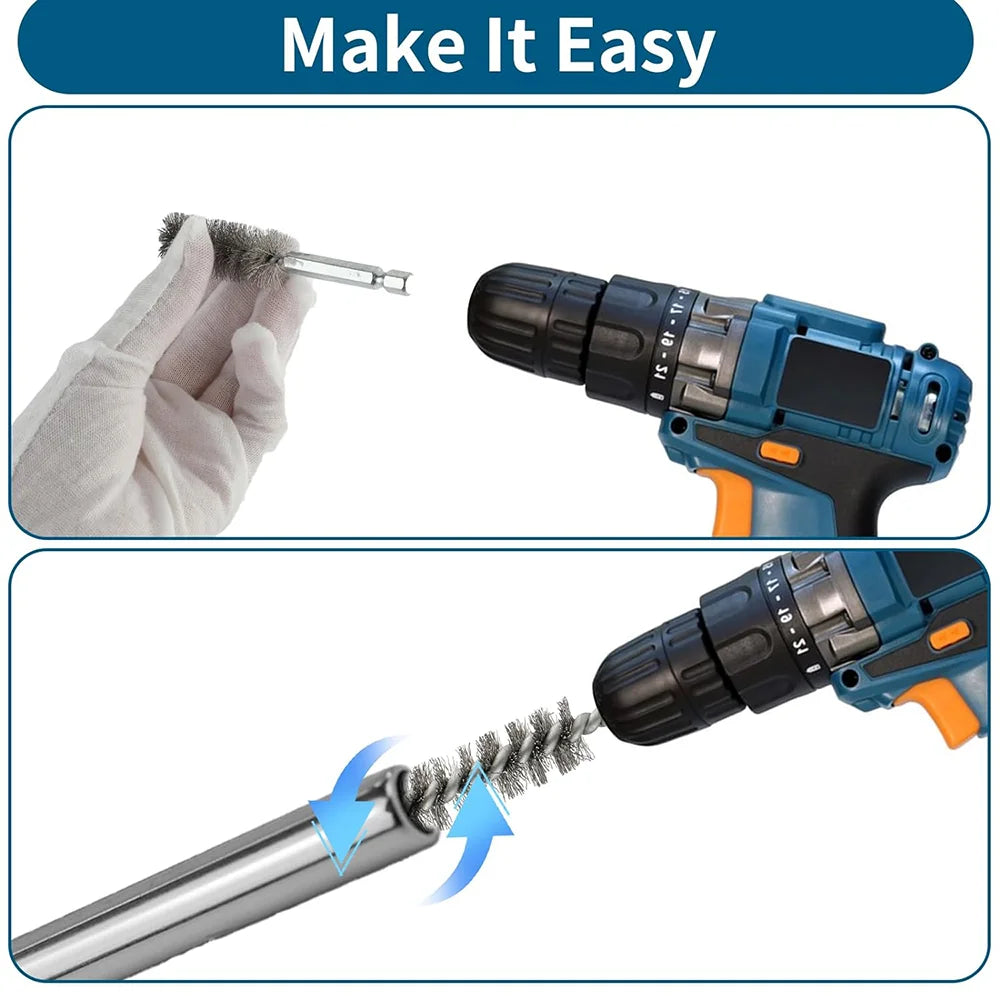 6-Piece Stainless Steel Pipe & Hole Cleaning Brush Set