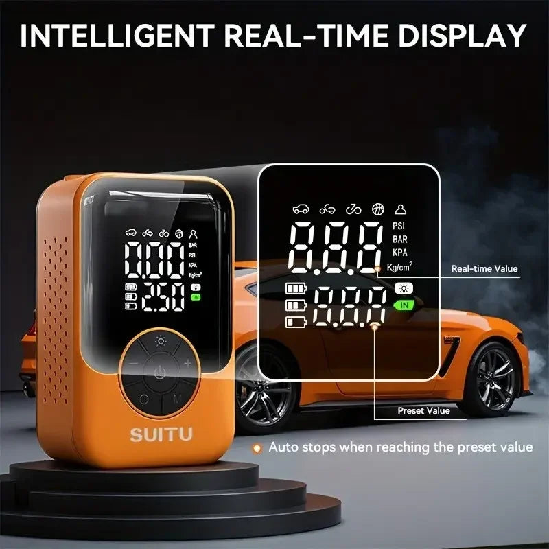 Portable Digital Car Tire Inflator Portable Car Tire Inflator Pump 150PSI Digital Display Air Pump with LED Lighting, Wireless U