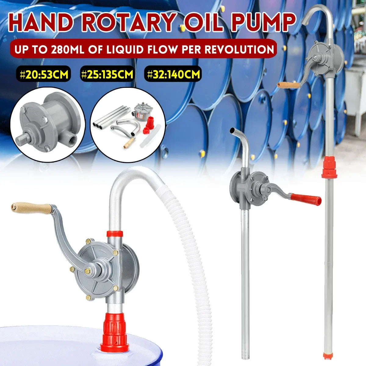Heavy Duty Manual Rotary Hand Pump for Oil, Diesel and Fuel Barrels