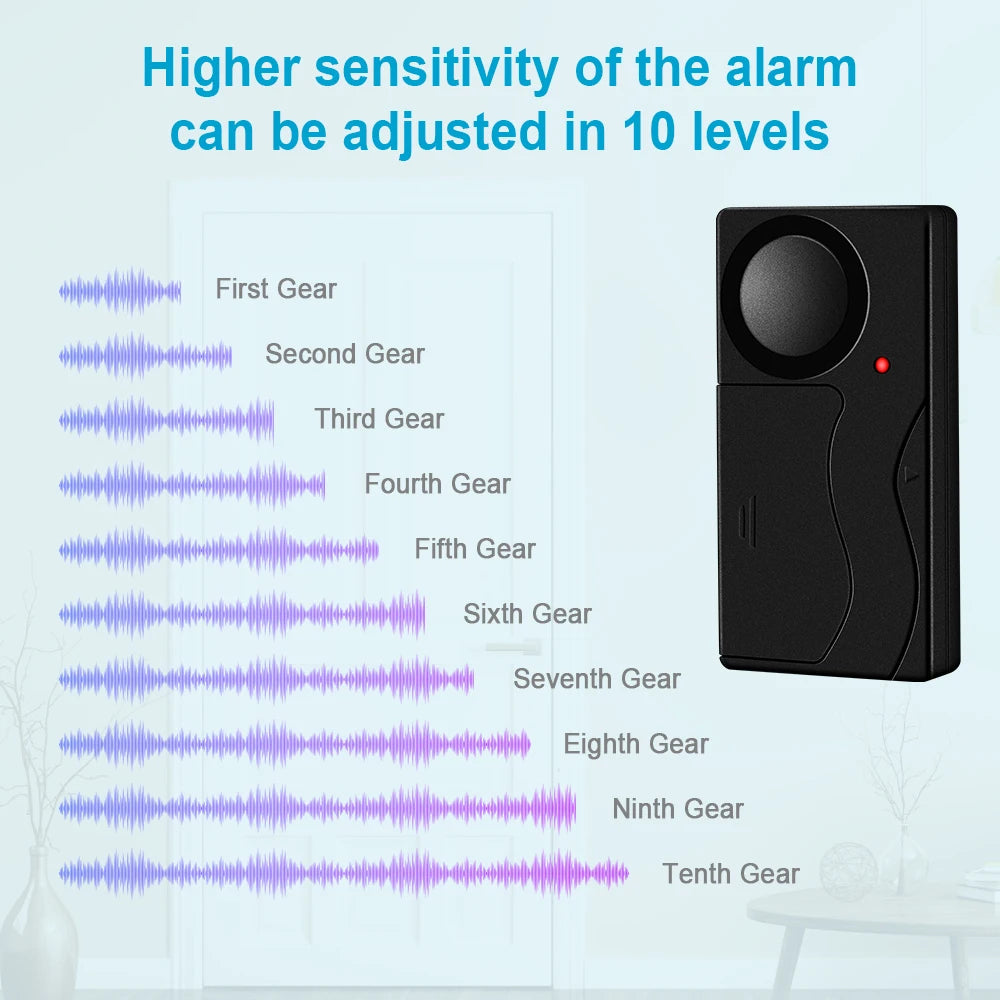 110dB Wireless Vibration Alarm with Remote – Door, Window & Bike