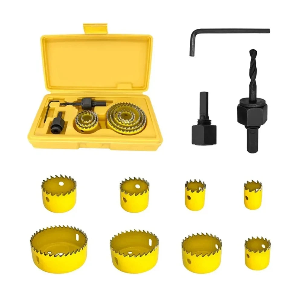 1Set Hole Saw Cutting Set Kit Tools 19-64mm Wood Metal Alloys Circular Round with Case