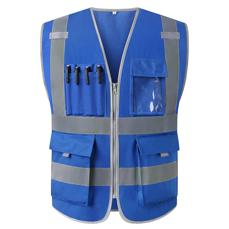 Hi Vis Work Vest construction building vest Workwear clothing work vest multi pocket black vest