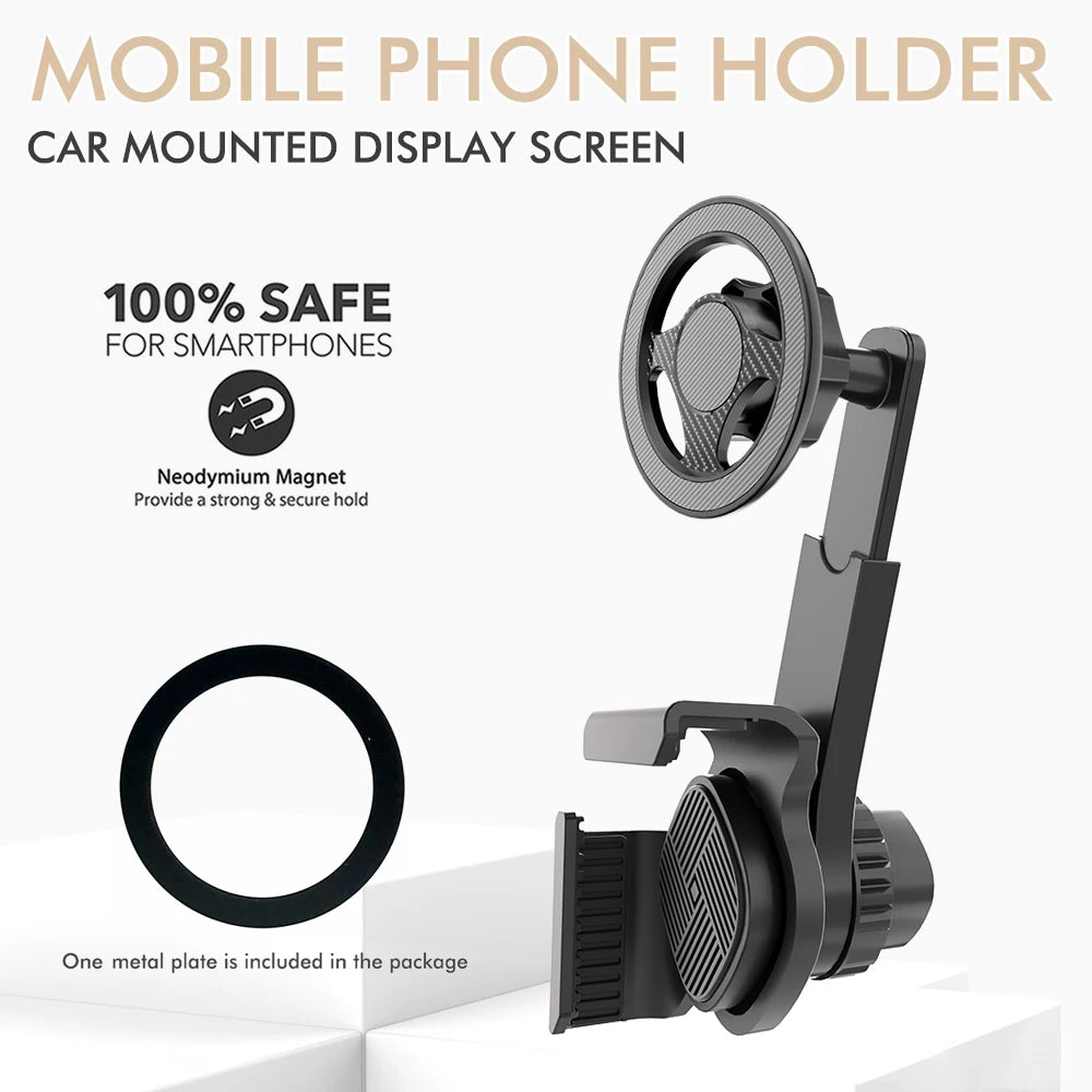 Magnetic Car Phone Holder for Dash Screen, 360° Rotating Foldable Mount