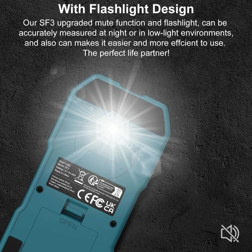 HANMATEK SF3 Stud Finder Wall Scanner Detector Tool for The Center Edge of Metal, Studs, AC Wire, Pipe