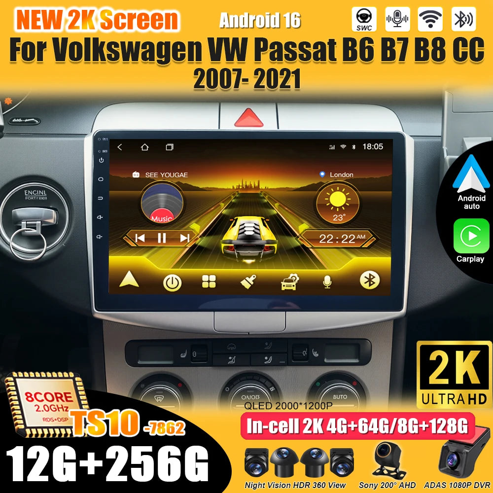 Android Car Stereo for VW Passat 2007-2021 with CarPlay & WiFi