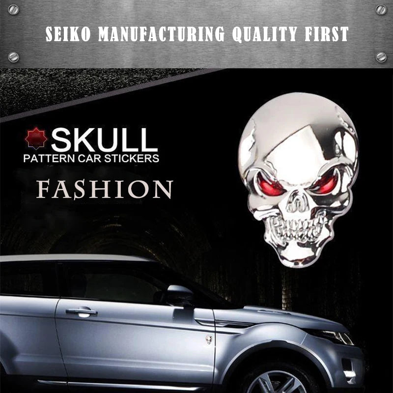 3D Metal Skull Car Sticker, Decorative Body Decal - view 4