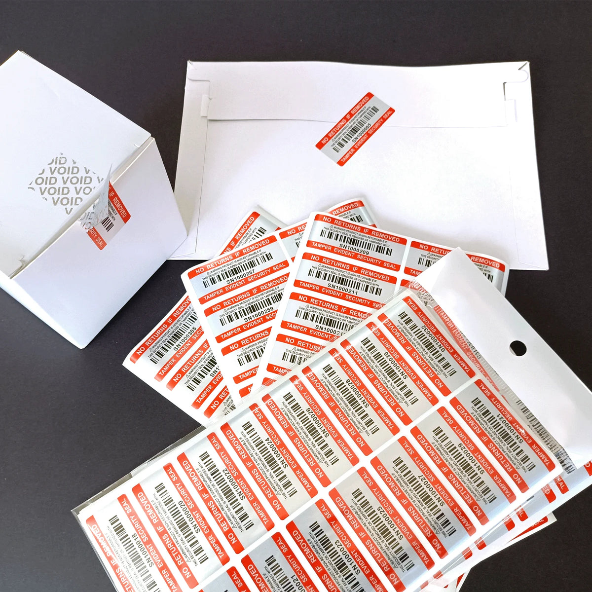 Tamper-Evident Warranty Void Security Labels with Serial Numbers, Silver