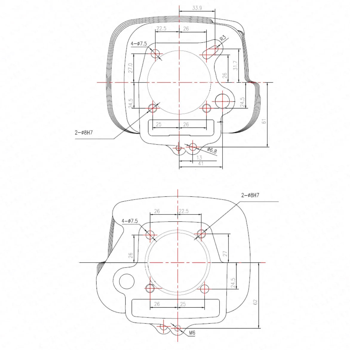 YX140 56mm Cylinder, Piston and Gasket Set for 140cc Pit Bikes - view 5