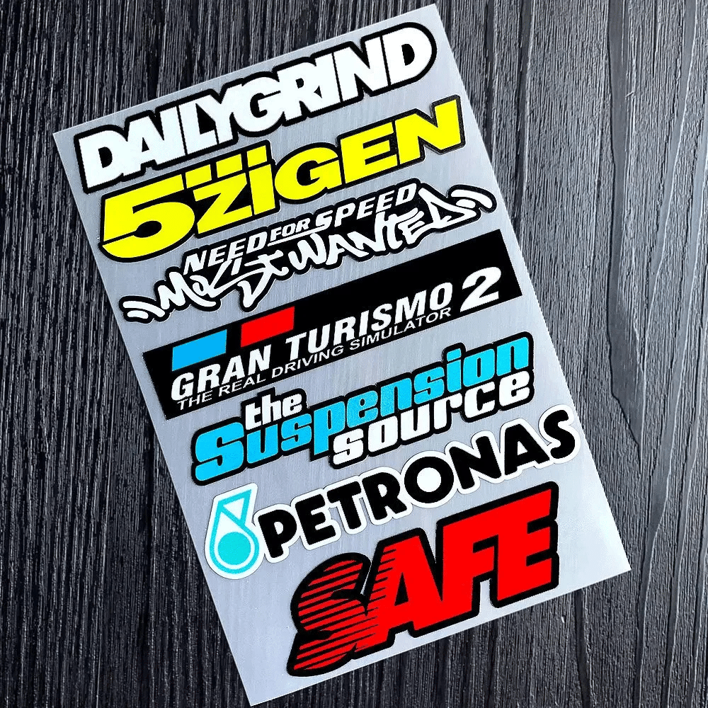 Racing Sponsor-Style Reflective Decal Kit for Car, Motorcycle and Helmet