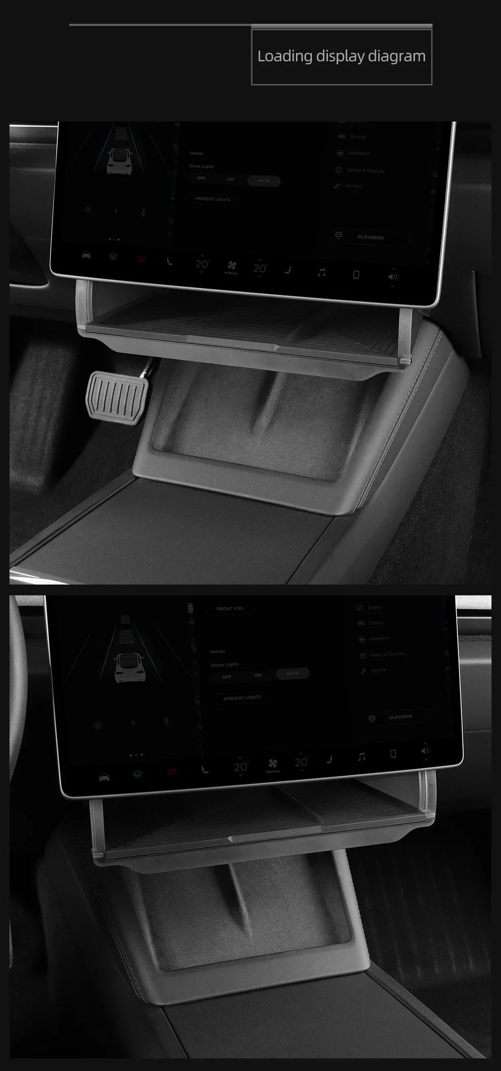 Under Screen Hidden Storage Tray for Tesla Model 3 and Model Y