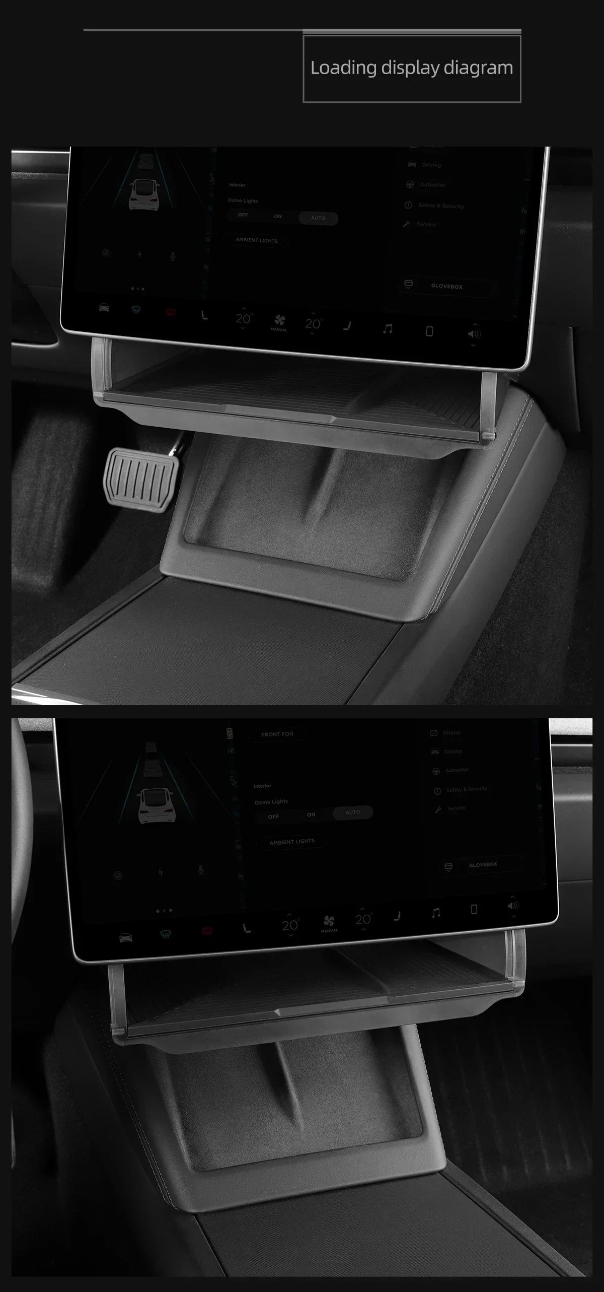 Under Screen Hidden Storage Tray for Tesla Model 3 and Model Y