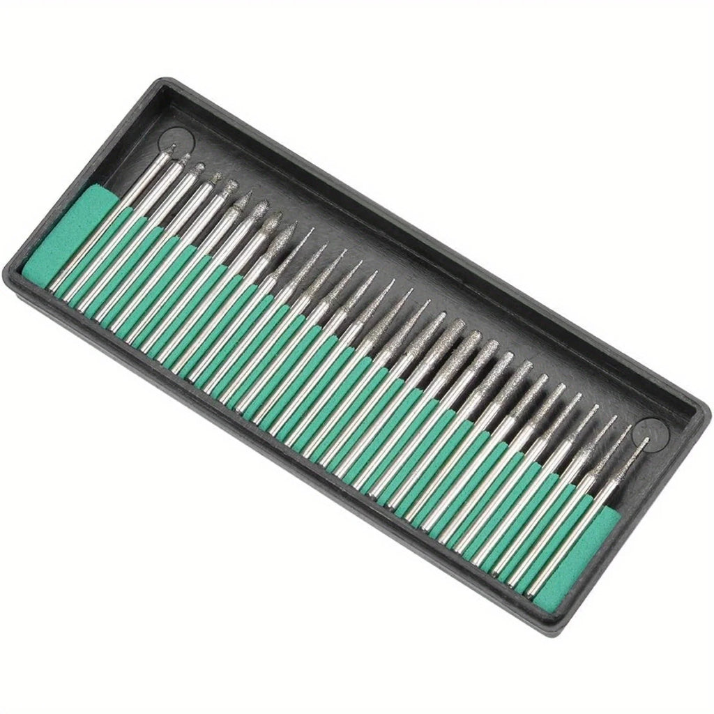 30-Piece Diamond Burr Drill Bit Set – 1/8" Shank