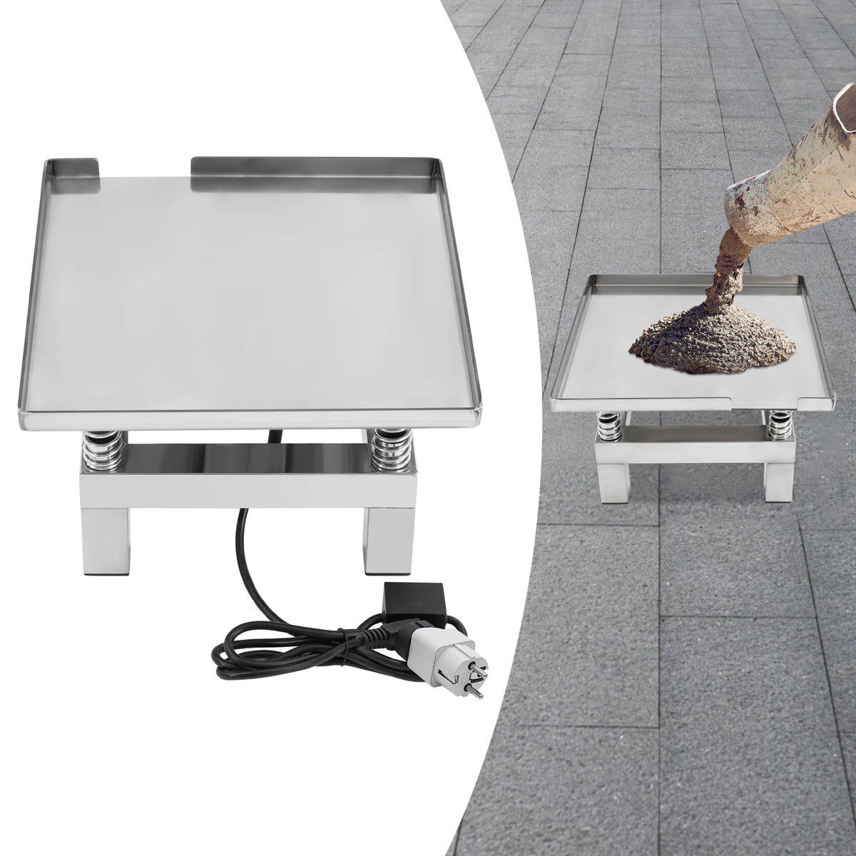 Concrete vibration table 35x35cm, 50W stainless steel vibrating platform