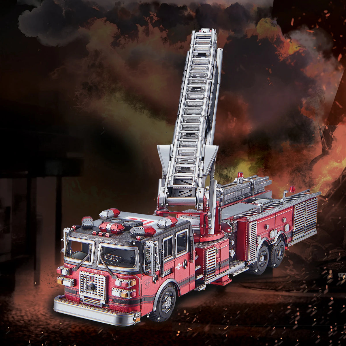 3D Stainless Steel Metal Puzzle Ladder Fire Truck Model Kit