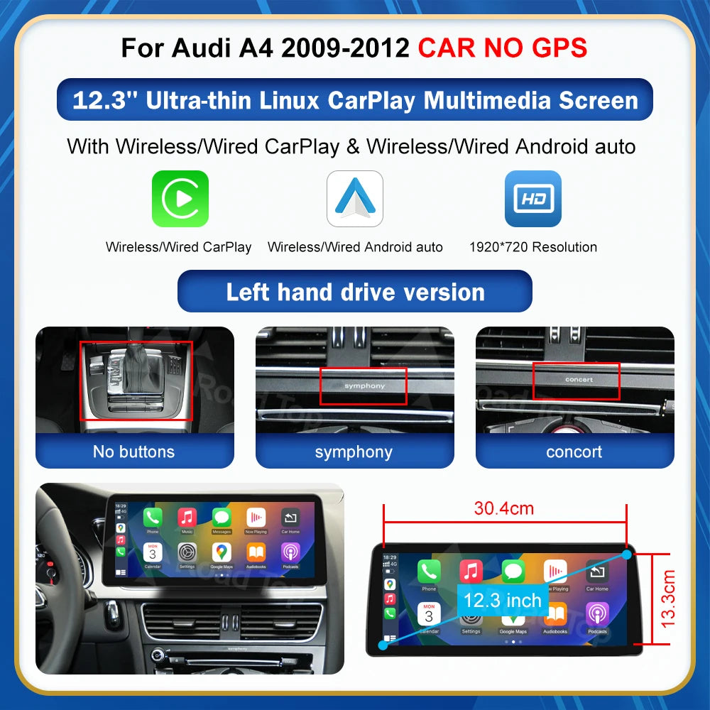 8.9" Touch Screen Car Multimedia Player for Audi A4 S4 2008-2016 - image 12