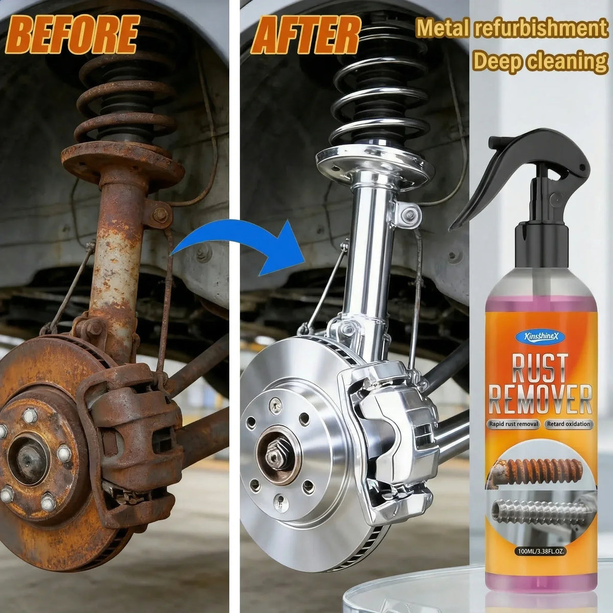 Car Rust Remover Spray for Metal, Brakes and Chrome, 100 ml
