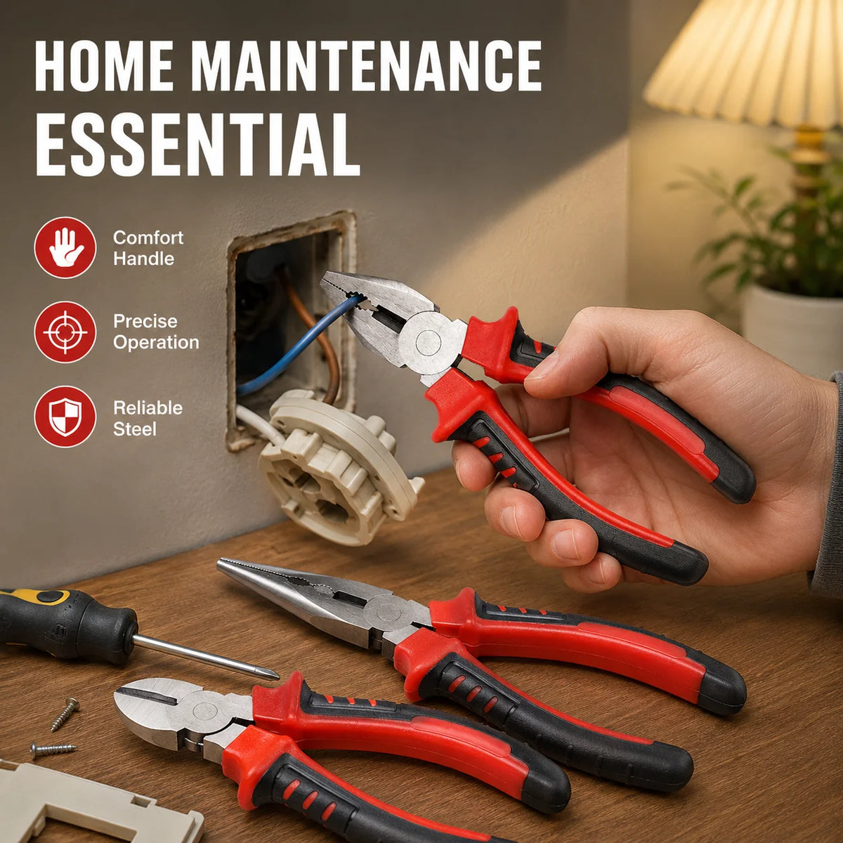 Electric Wire Pliers Large Opening Sharp Multifunction Tool for Cutting Twisting Gripping Metal Wires Heavy Duty Industrial Tool