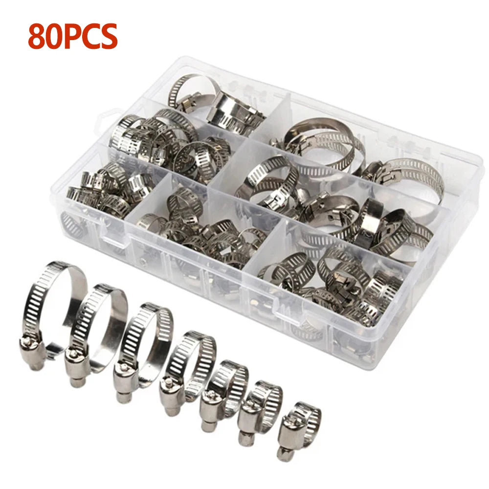 45–100 Piece Adjustable Stainless Steel Hose Clamp Kit