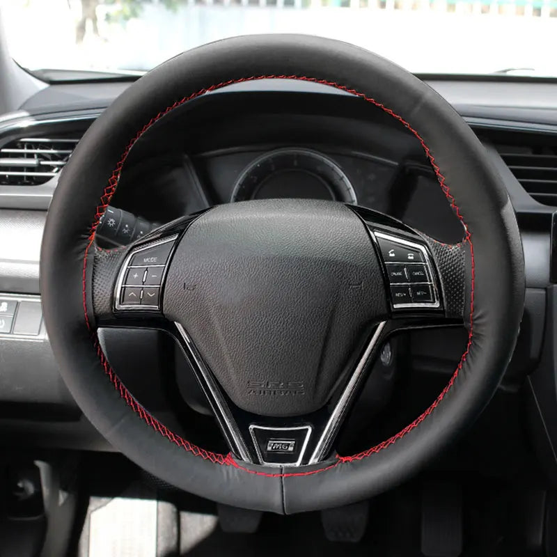 38cm DIY Car Steering Wheel Braid Cover Microfiber Leather with Needles Thread Non-slip Auto Accessories