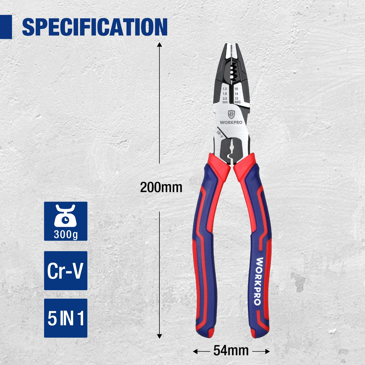 WORKPRO 8-in Linesman Pliers with Wire Cutter & Stripper, CRV Steel - image 2