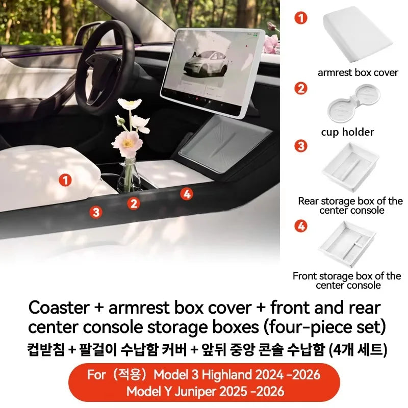 Armrest Cover for Tesla Model Y Juniper, Model YL and Model 3 Highland