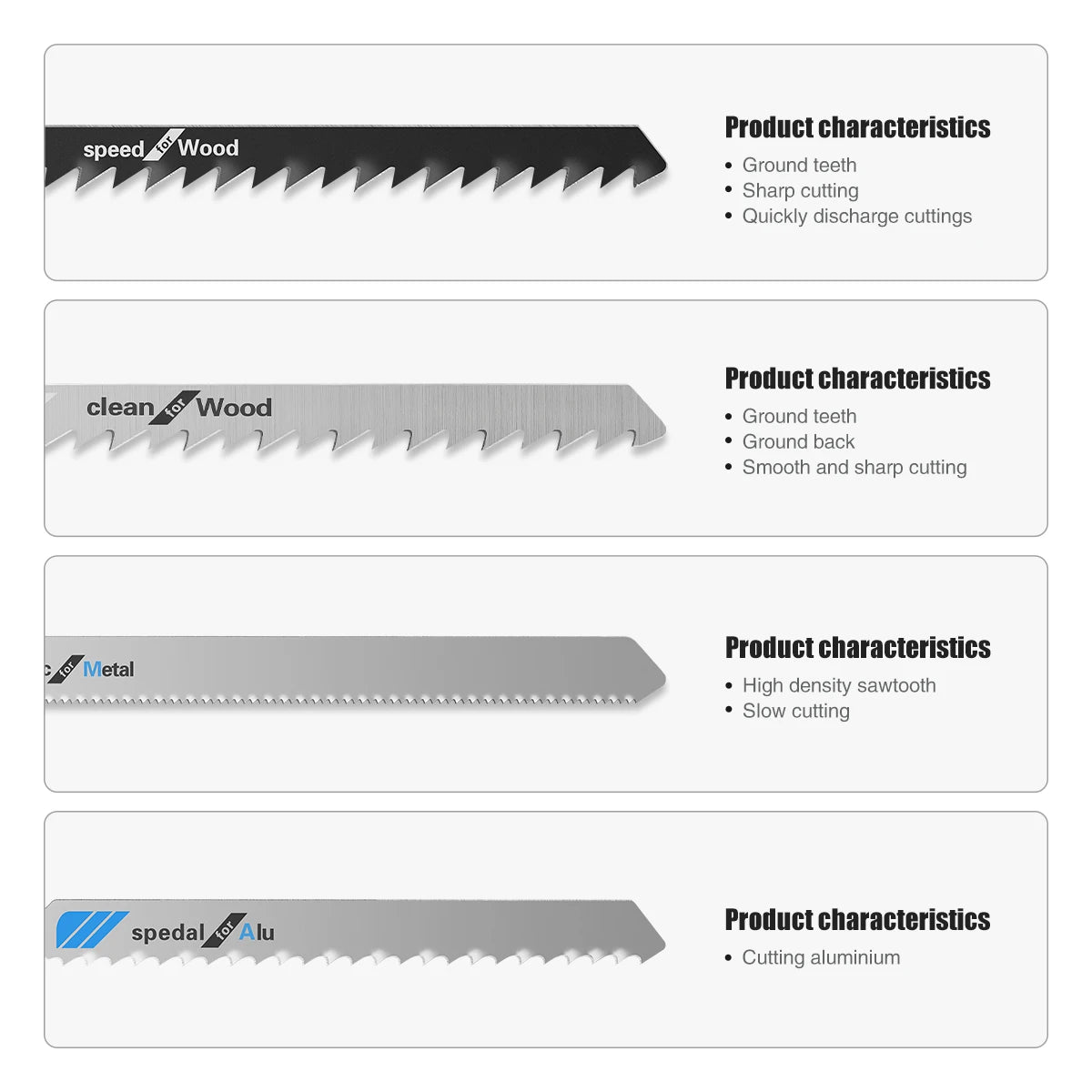 5-Piece Reciprocating Jigsaw Blades – HCS T-Shank Assorted