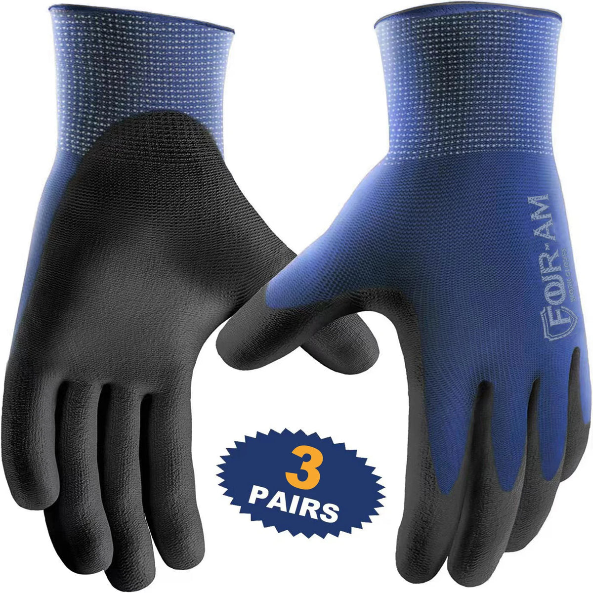 3 Pairs Ultra-Thin PU-Coated Work Gloves with Knit Cuff - image 6