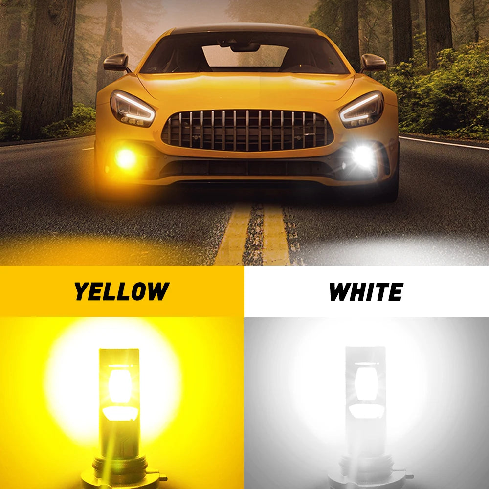 Dual Color LED Fog Light Bulbs H8 H9 H11 H16, Set of 2