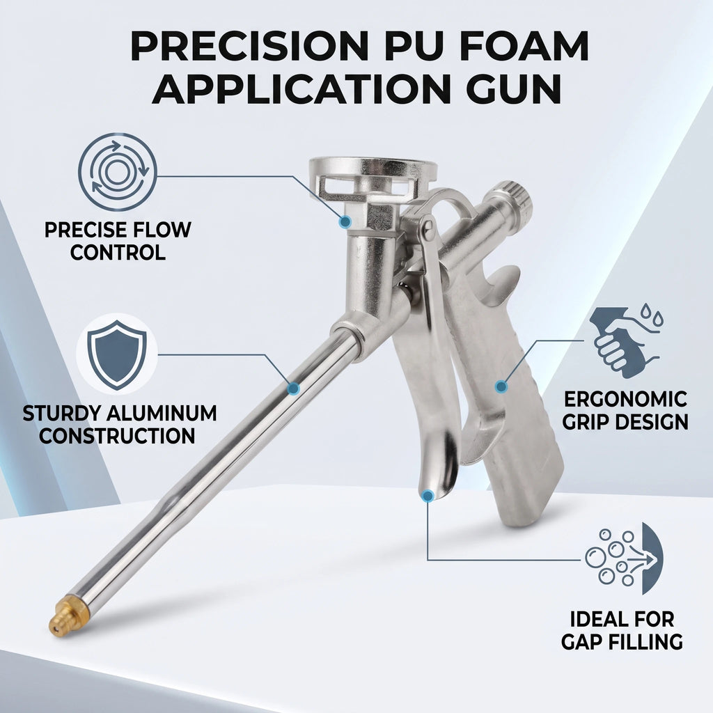 Stainless steel expanding foam gun, PU sealant dispensing applicator